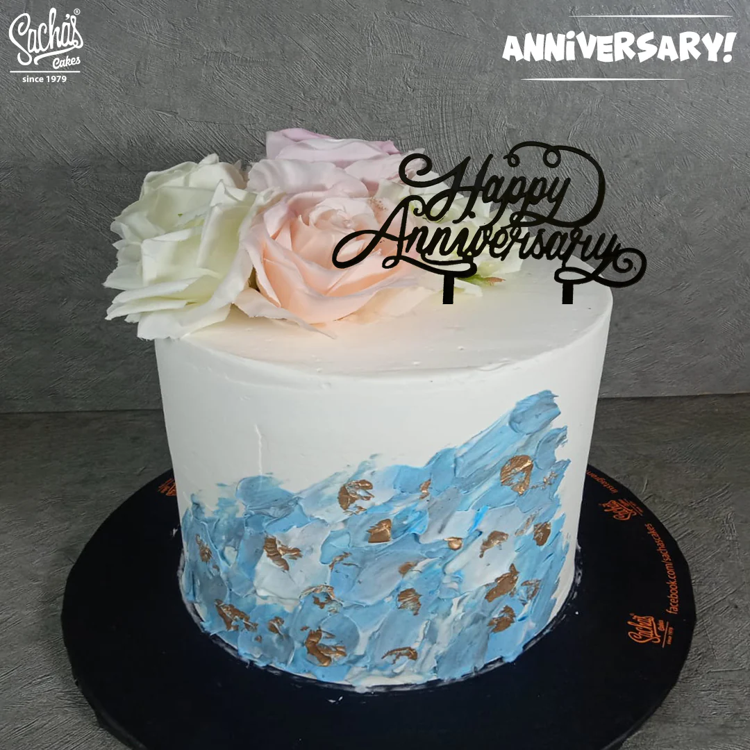 Blushing Blooms Anniversary Cake