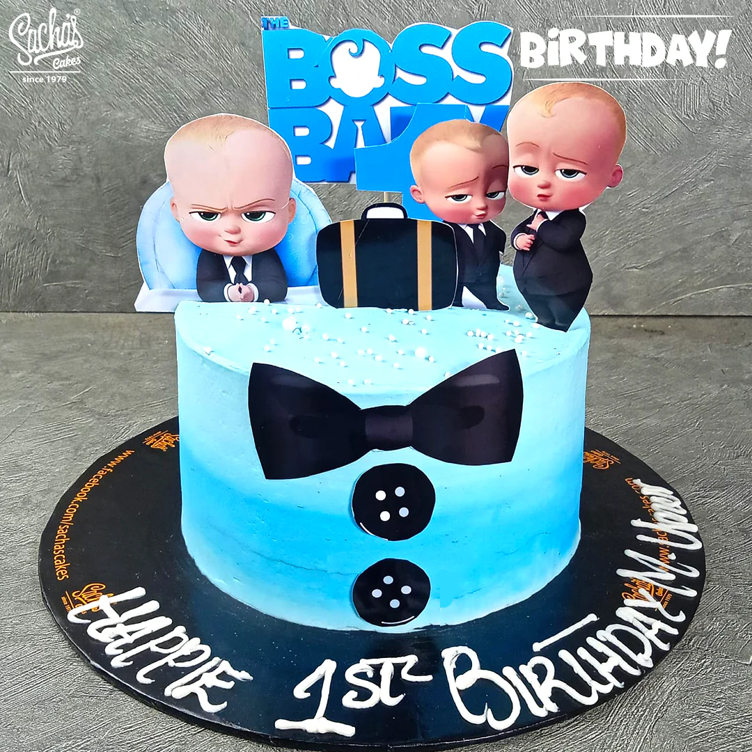Boss Baby Theme Cake with Printed Cake Toppers