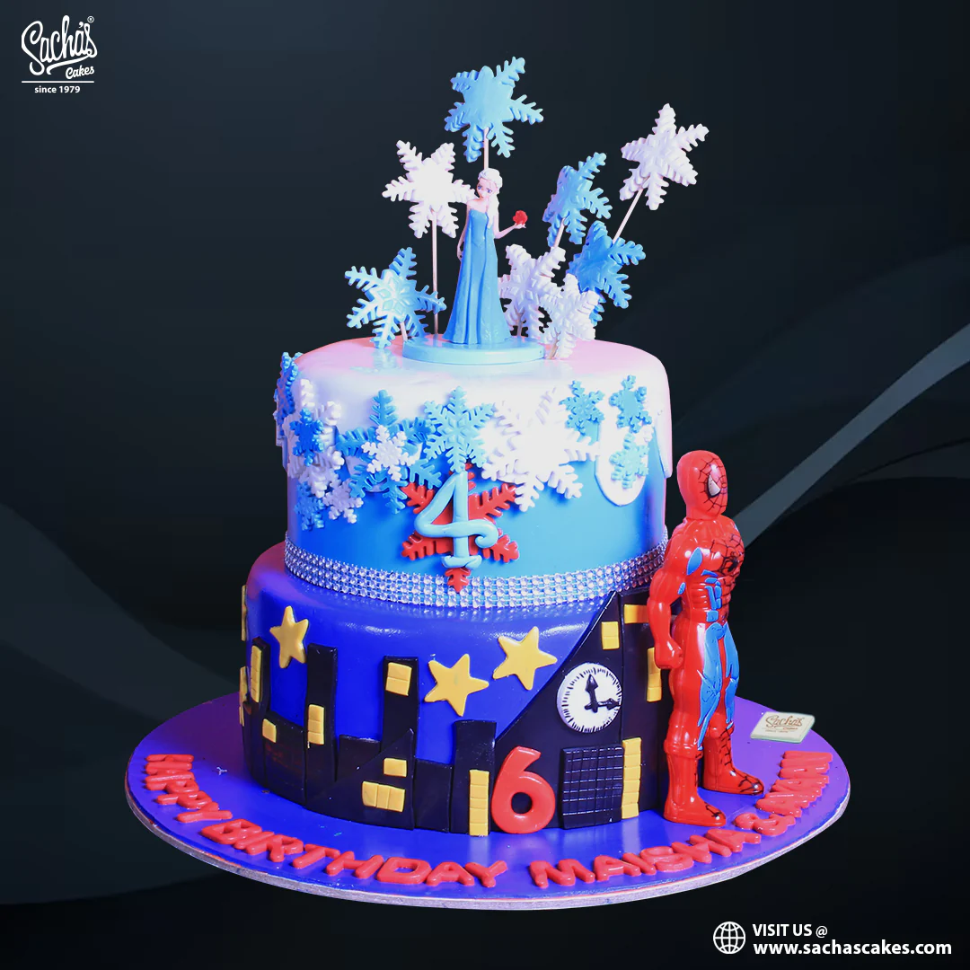 Spiderman & Elsa Theme Cake